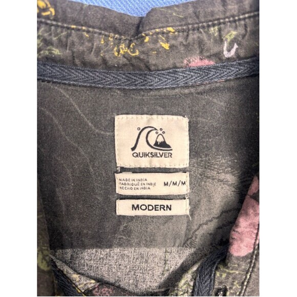 Quiksilver Floral Button Up Shirt Men's Size M Brown - Picture 5 of 9